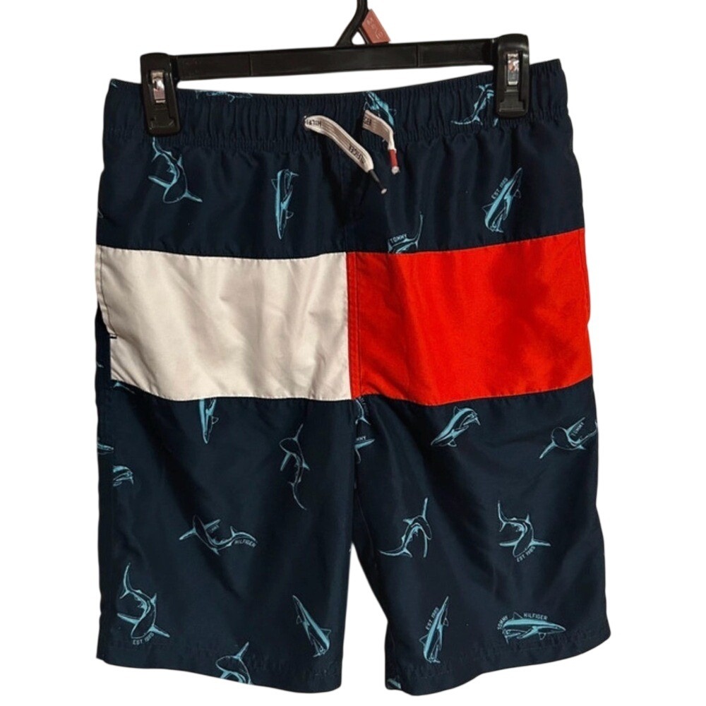 Tommy Hilfiger‎ Navy, Red, and White Swim Board Shorts